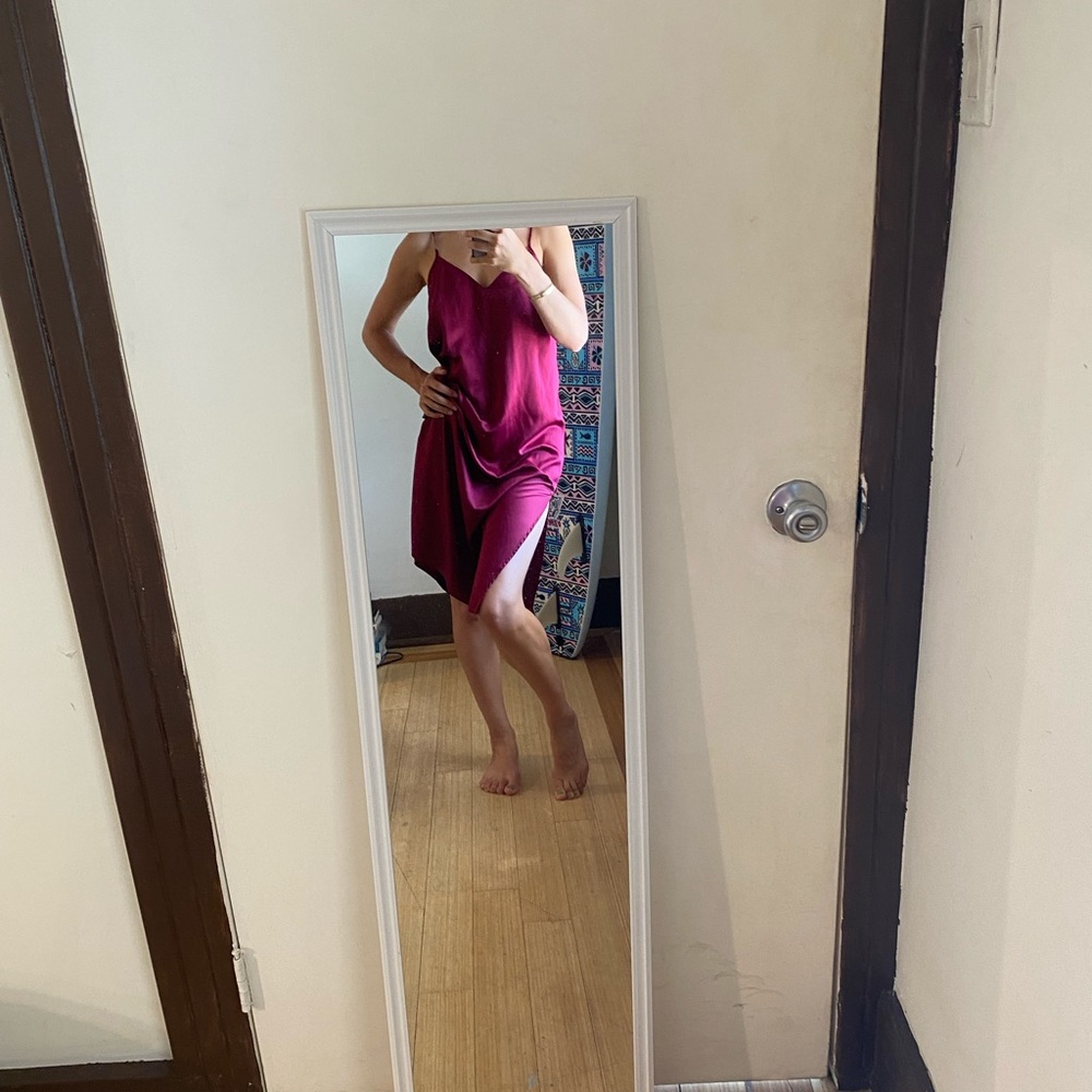 Silky Wine Midi Dress M